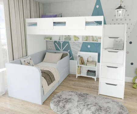 Комплект: кровать-чердак Мозаика-2 + кровать Nepos + стеллаж   от Династия Kids