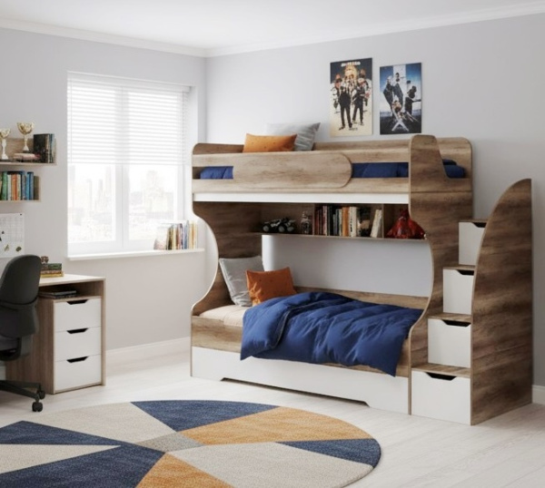 Кровать Биг 200х90 (дуб каньон+белый) 