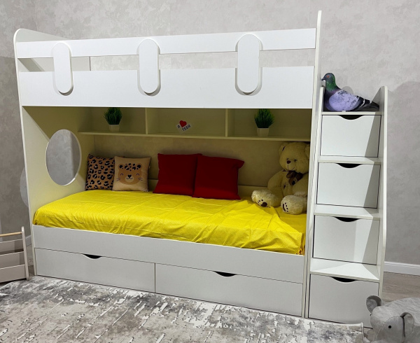 Двухъярусная кровать Фортуна 200х90 (цвет белый) от Династия Kids
