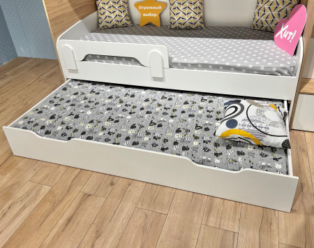 Кровать Дабл с выкатным спальным местом 190х90 + 180х80 (дуб сонома + белый) от Династия Kids