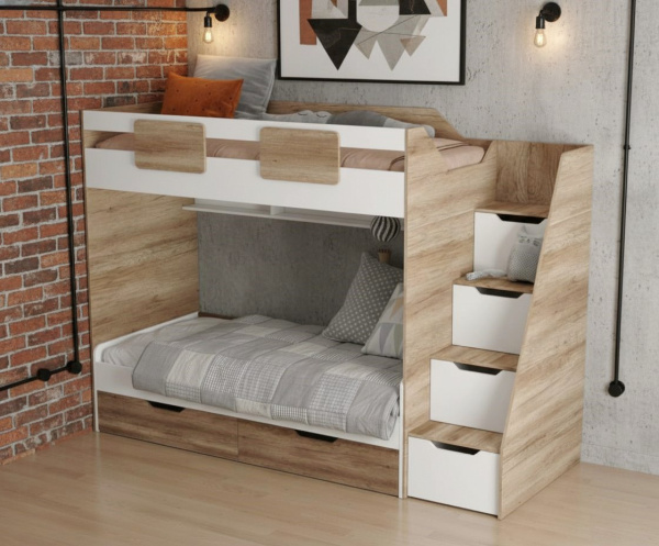 Кровать-чердак 190х90 + кровать Лайт Лофт 190х90 от Династия Kids