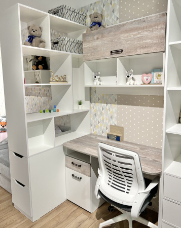 Стеллаж-перегородка + стол + полка коллекции Гранд от Династия Kids