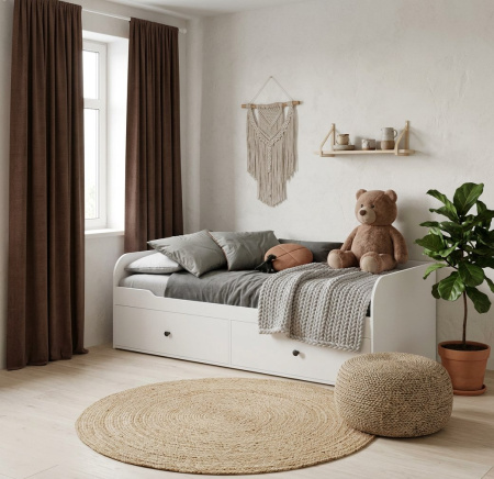 Комплект мебели: кровать Норд + полка Практика + шкаф + стеллаж приставной Брайт Графит  от Династия Kids