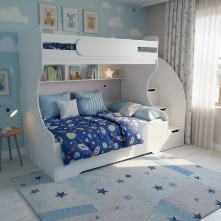 Кровать двухъярусная Биг 120х200 (цвет белый) от Династия Kids