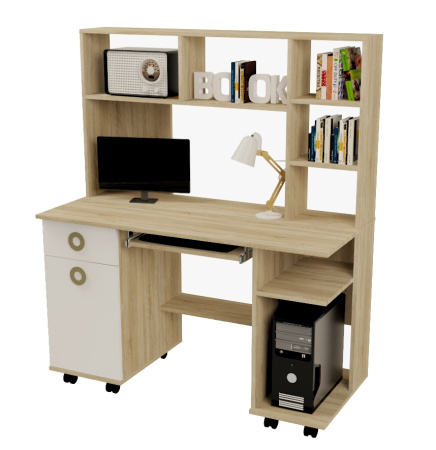 Стол письменный Костер (дуб сонома + белый) от Династия Kids