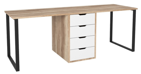 Стол Дуэт 1800 мм (дуб каньон + опоры черные). Столешница 22 мм