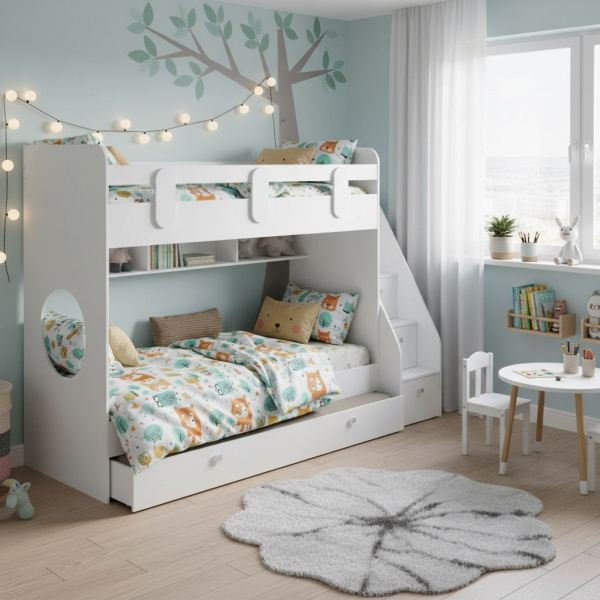 Двухъярусная кровать Фортуна-3 (цвет белый) 190х80