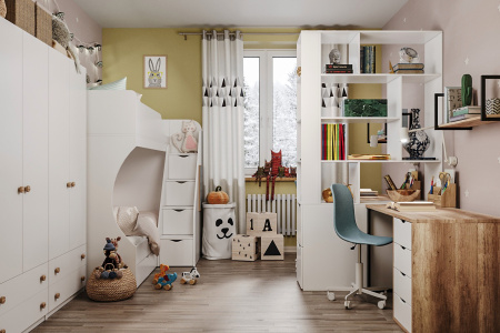 Комплект для 2 школьников (столы Соло + стеллаж для зонирования + полки)  от Династия Kids