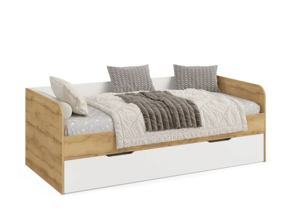 Кровать 2-х ярусная Дабл 190х90 +180х80 (дуб золотистый + белый)  от Династия Kids