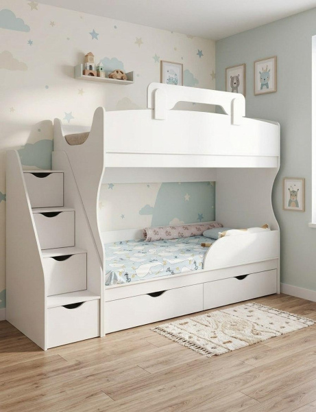 Двухъярусная кровать Альфа 180*80 (цвет белый) от Династия Kids