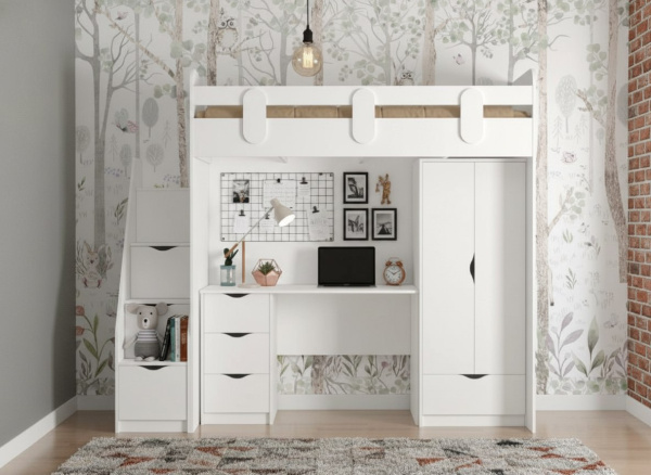 Кровать-чердак Уют-2 + Стол + Шкаф  от Династия Kids