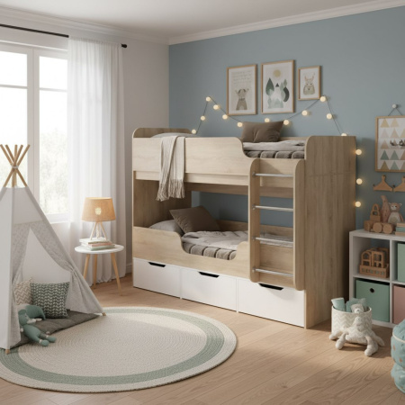 Двухъярусная кровать Малыши Двойняшки 180х80 (цвета разные) от Династия Kids