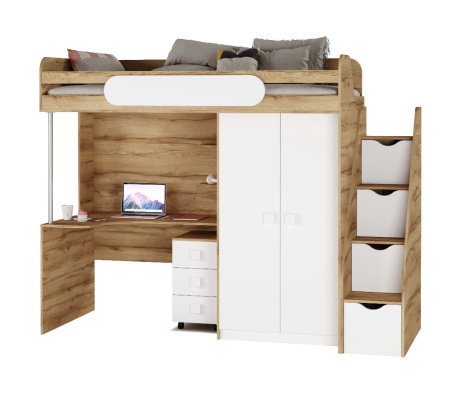 Кровать-чердак Колледж-2 (цвет: велюр) 200х90 от Династия Kids