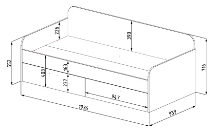 Кровать 190х90 коллекции Цветы New от Династия Kids
