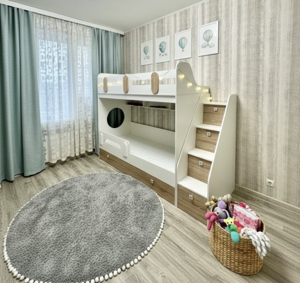 Кровать Фортуна-3 (корпус дуб сонома + фасады белые) 190х80