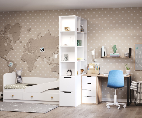 Стеллаж-перегородка для зонирования Стиль (ширина 1200 мм) от Династия Kids