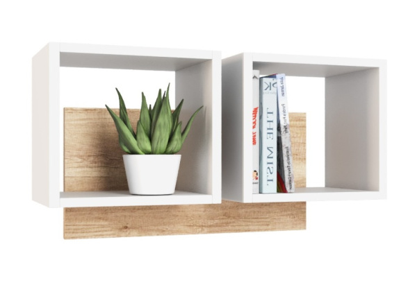 Полка настенная Квадрат-2 (дуб каньон+белый) 744 мм