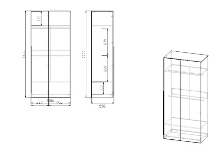 Шкаф распашной + шкаф угловой + пенал коллекции Брайт Графит от Династия Kids