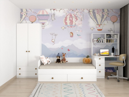 Стол с надстройкой коллекции Умка NEW (ручки - дуб) от Династия Kids