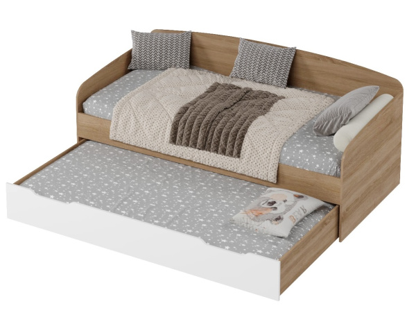 Кровать выдвижная Двушка (дуб сонома + белый) 190х90 от Династия Kids
