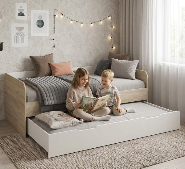 Кровать 2-х ярусная выдвижная Дабл 190х90 +180х80 (цвета разные) от Династия Kids