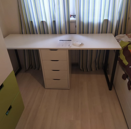 Стол Дуэт 1800 мм (дуб каньон + опоры черные). Столешница 22 мм от Династия Kids