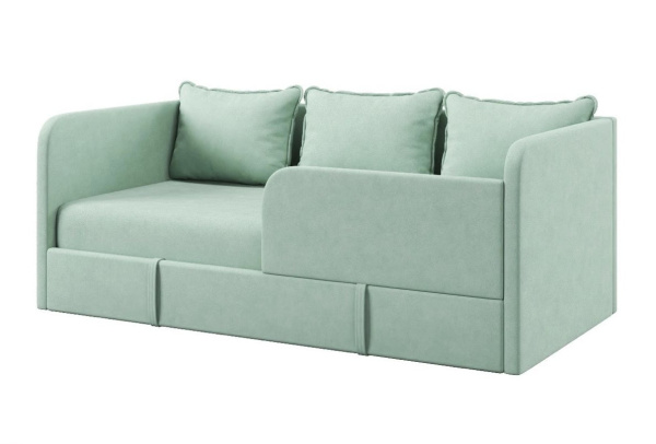 Диван-кровать Кэви (все в комплекте). Велюр Тедди 337 Мята от Династия Kids