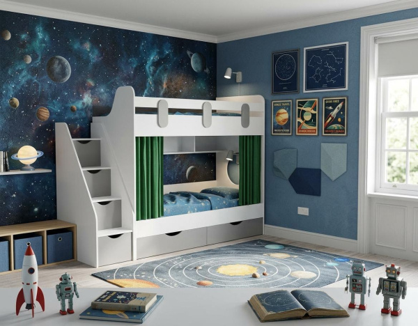 Двухъярусная кровать Фортуна (серебро+белый) 180*80 от Династия Kids